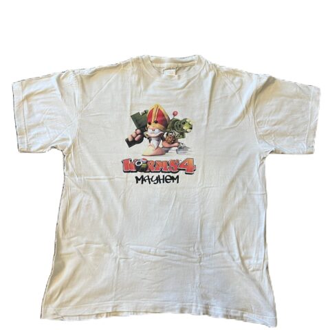 Worms 4 Mayhem T-Shirt Fanshirt Merch Größe L Stedman Weiß