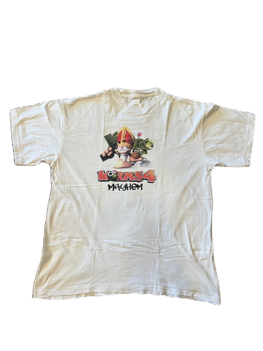 Worms 4 Mayhem T-Shirt Fanshirt Merch Größe L Stedman Weiß