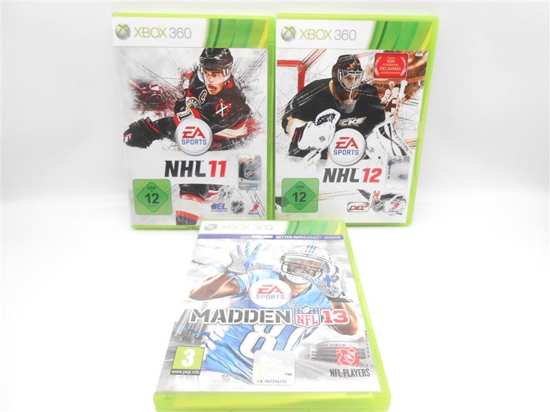 Xbox 360 MADDEN 13 + NHL 11 + 12 Spiel Game Bundle